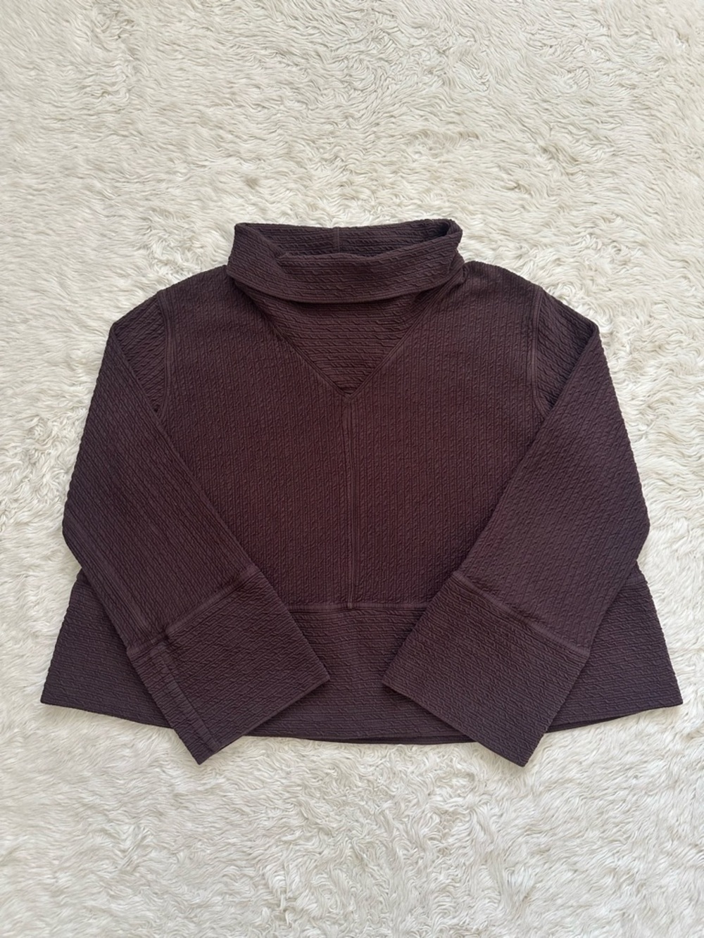 Lululemon Retreat Yourself Pullover Turtleneck Long Sleeve Textured Brown Sz M/L